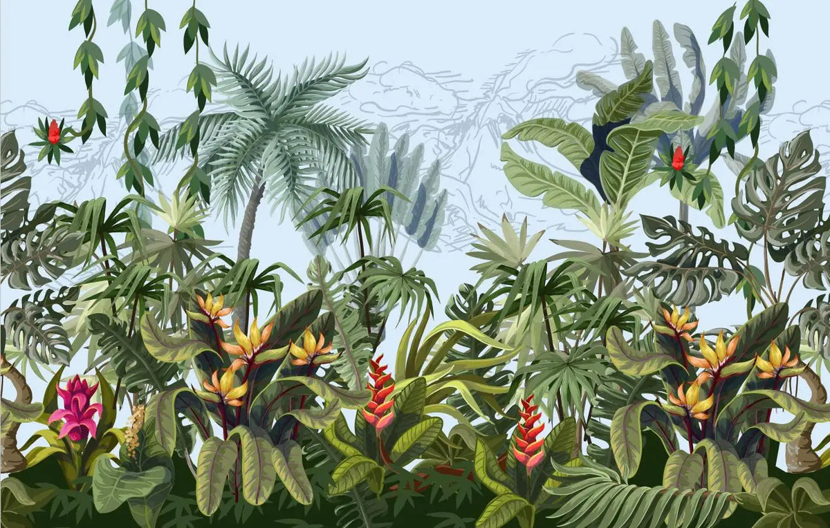 Custom Nordic Southeast Asian American Landscape Wallpaper Guest Restaurant Bedroom Background Jungle Tropical Plant Wall Paper