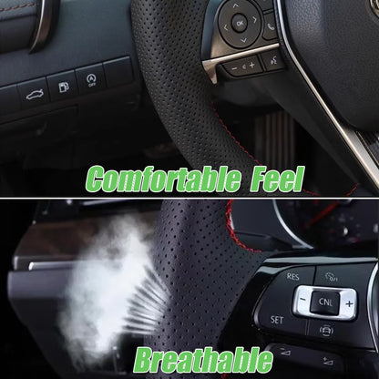 Full Black Leather Car Steering Wheel Cover for Porsche 911 991 Boxster Cayman 981 Cayenne Panamera 2009-2016