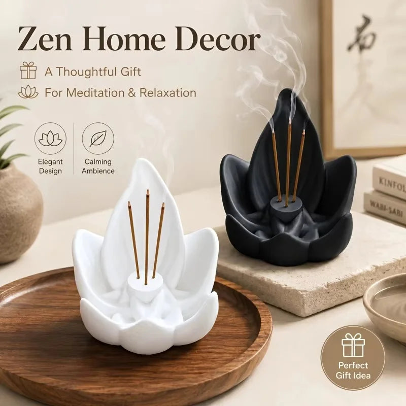 Zen Chinese Style Lotus Incense Burner 3 Hole Plastic Lotus Censer Holder 3D Printing Sleep Aid Lotus Tabletop Incense Base