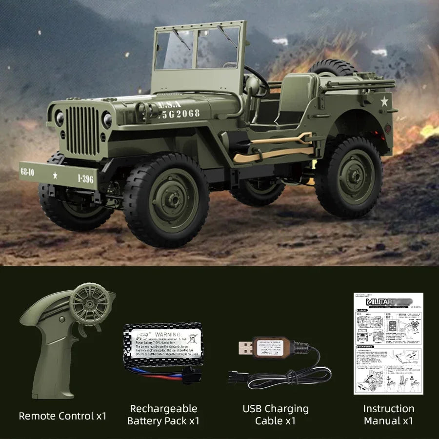 JHD FOR JJRC C8815 Rc Car 1:10 JEEP MB 2.4g 4wd RTR Crawler Climbing Scale Military Truck Offroad Vehicle C8815  Adult Toy Gift