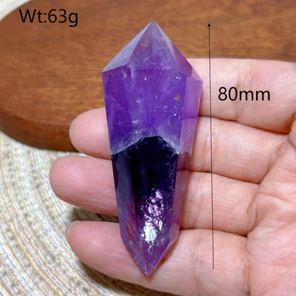 Natural Crystal Two Color Amethyst Double Point Tower Healing Rainbow High Quality Gemstones Energy Home Decorations Gift