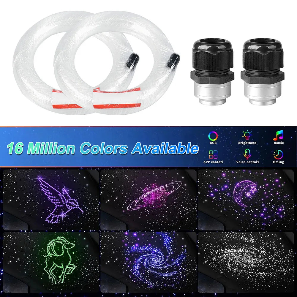 32W RGBW Meteor Car Roof stars Fiber Optic Light Music Roof Car Interior Ambient Atmosphere Light  for Starry Sky ceiling