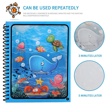 Magical Book Water Drawing Montessori Toys Reusable Coloring Book Magic Water Drawing Book Sensory Early Education for Children