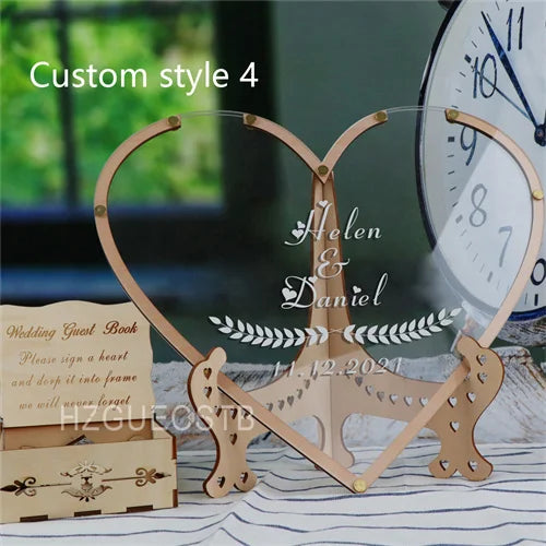 Hearts Unique Wedding Mr Mrs Guest Book Decoration Memory Guest Book Drop Box Signature Acrylic Guest Book Alternative