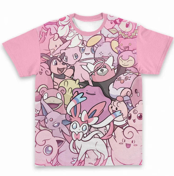 Pokemon Print T-Shirt Men Women Oversized Short Sleeve Streetwear Harajuku Casual Top Tees