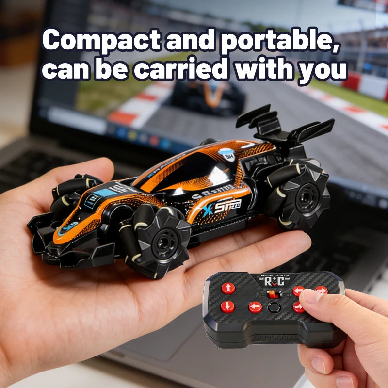 2.4G Mini RC Car Formula Racing Car 4WD Stunt Remote Control Drift Car Toy with Light Universal Wheel Car Toy for Kids Q239 Blue