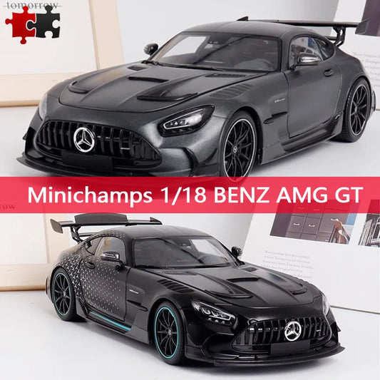 Mercedes-Benz Amg Gt Black Series Simulation Alloy Car Model with Openable Doors Limited Edition Collectible Display Piece Minichamps 1:18 Die-Cast Metal Scale Static Model Adult Toy Boys' Gift