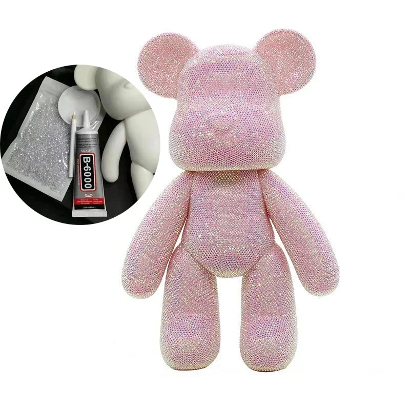 DIY Self-Adhesive Crystal Bear Figure Rhinestone Diamond Glitter Applique Bear Figurine Doll Toy Decoration Desk Accessories