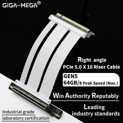 PCIe 5.0 X16 GPU Riser Cable Gen5 Right Angle Graphics Card Extension Cable 128GB/s for Vertical Mount PC