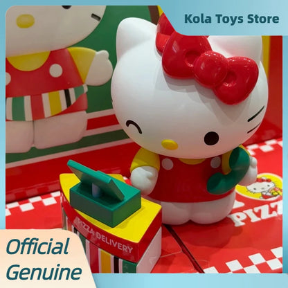 Authentic Hello Kitty Blind Box Pizza Shop Diary Series Cute Kt Figures Trendy Toy Desktop Ornament  Girls Valentine'S Day Gift