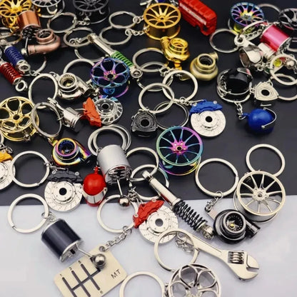 Metal Mini Car Auto Creative Wheel Keychain Parts Auto Enthusiast  Accessories KeyKeyring Ring Chain for Men Woman Lover Gift