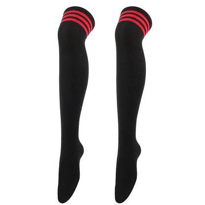 Women Jk Stockings Halloween Party Cosplay Socks Over Knee Thigh Socks Warm Stocking Women Boot Sock Triple Stripe Long Socks