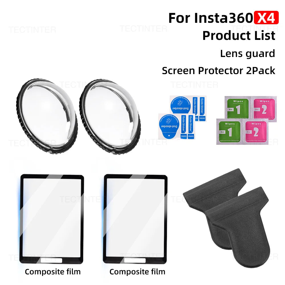 Screen Protector For Insta360 X4 X5 Tempered Glass Film Lens Guard Cap Protective Kit 360°Video Camera Accessores Anti-Scratch