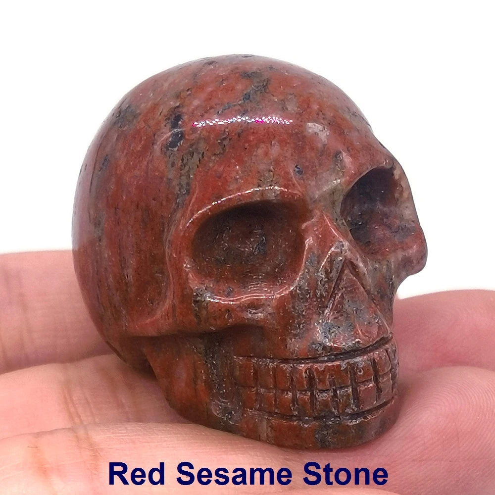 Wholesale 1.5" Natural Stones Crystal Skull Statue Amethyst Quartz Tiger Eye Carved Ore Mineral Crystals Figurine Home Decor