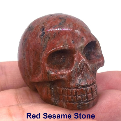 Wholesale 1.5" Natural Stones Crystal Skull Statue Amethyst Quartz Tiger Eye Carved Ore Mineral Crystals Figurine Home Decor