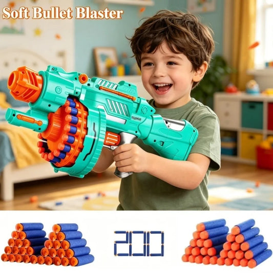 Children's Electric Continuous Shooting Gatling Safe Suction Cup Soft Bullet Gun EVA Dart Blaster Toy Birthday Gift for Kids