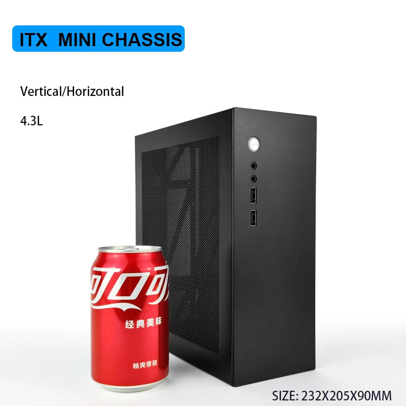 Vertical or Horizontal 4.3L Mini-ITX PC Case for Monitoring Server Chassis Industrial Control Computer for Computer Case Chassis