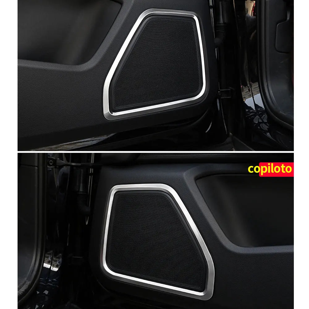 4 Pieces for Porsche Macan 2015-2021 Silver Stainless Steel Door Speaker Horn Ring Frame Cover Trim