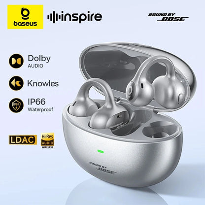 Baseus Inspire XC1 Sound by Bose Ear Clip Wireless Earbuds Bluetooth 6.1 Open Earphones earrings 4-Mics Clip on ear buds