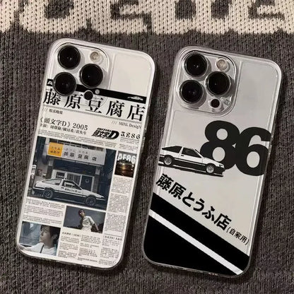 INS Hot Initial D JDM AE86 Phone Case For iPhone 17 16 15 11 12 14 13 Pro Max Mini X XS XR 7 8 Plus Air SE4 17E Silica Covers