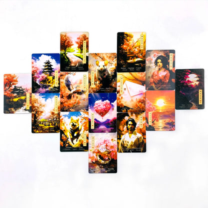 Oracle Cards Board Game 36 Cards Cherry Blossoms , Stylish & Compact, Includes Guidebook, Ideal For Divination & Party Games