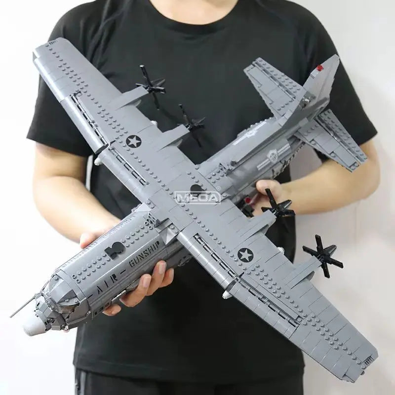 Military Army Bricks Series The AC130 Aerial Gunboat Set WW2 US Plane Building Blocks Classic Model Plane Educational Toys