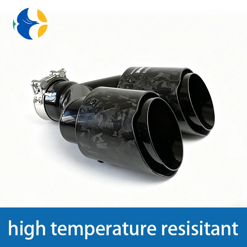 1 pcs AK Logo Forged Carbon Fiber Dual Exhaust Tip Universal Stainless Steel Car Muffler