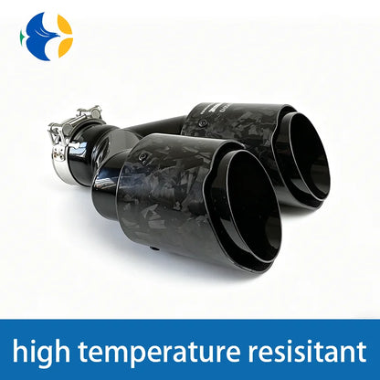 1 pcs AK Logo Forged Carbon Fiber Dual Exhaust Tip Universal Stainless Steel Car Muffler