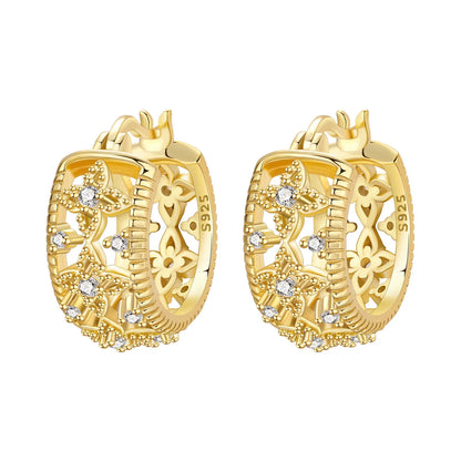 PANPOKI Original 925 Sterling Silver Beautiful Tulip Flower Earrings Women Hoop Earring Anniversary Jewelry Trendy Gifts