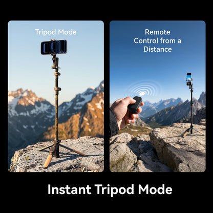TELESIN Trekshot Hiking Pole Selfie Stick Carbon Fiber Remote Control Selfie Stick Tripod Stand for Smart Phone Action Camera