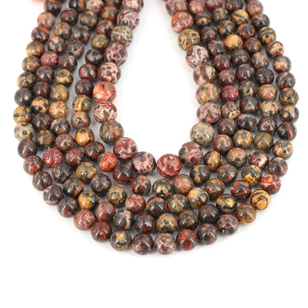 Natural Stone 4 6 8 10mm Round Leopardskin Jaspers Stone Spacer Loose Bead For Jewelry Making DIY Bracelet Needlework Accessorie