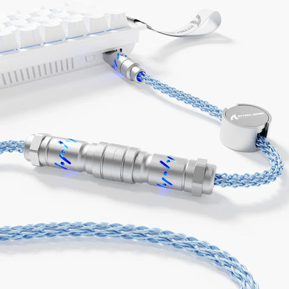 ATTACK SHARK C07 Custom USB C Keyboard Cable with RGB Lighting for 8KHz Magnetic Keyboard, 5-Pin CNC Aviation Connector