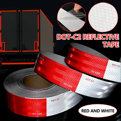 Reflective Safety Tape DOT-C2 PET Material Red & White Waterproof Sunscreen Strong Reflection Warning Tape for Safety