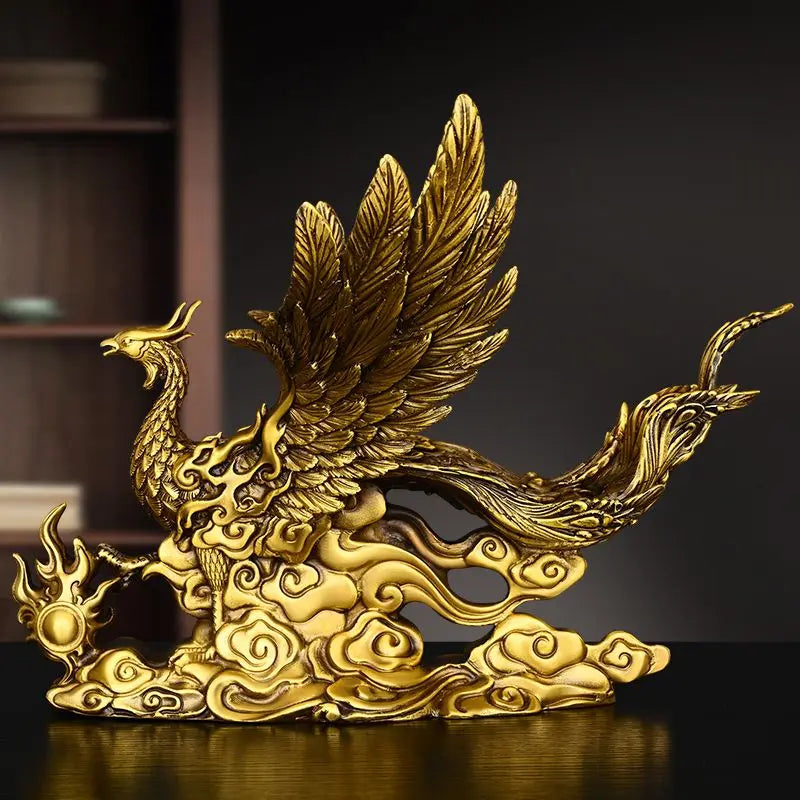 Full Copper Phoenix Ornament Living Room Housewarming Decorations
