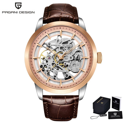 PAGANI DESIGN 2026 New Skeleton Men's Mechanical Watches Top Luxury Automatic Watch Men Blue Leather Waterproof Wrist Watch Men