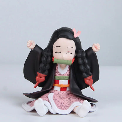 11cm Anime Demon Slayer Kamado Nezuko Figures Sitting Posture Model Toy Desktop Ornament Display Collectible Periphery Fun Gifts