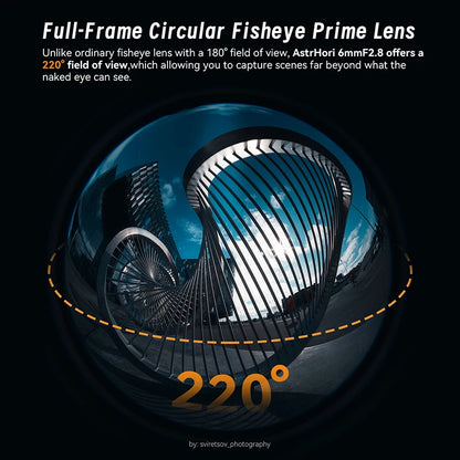AstrHori 6mm F2.8 Full Frame Circular Fisheye Ultra Wide Angle Manual Prime Camera Lens for Sony E Canon RF Nikon Z Lumix Mount