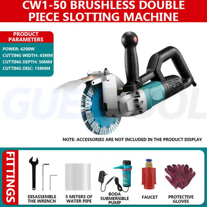 Double Blade Brushless Slotting Machine, High-power 90° Without Dead Corners Electric Concrete Groover, Wall Chaser for Concrete