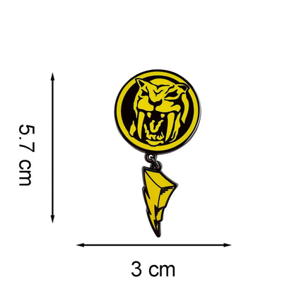 Mighty Morphin Power Rangers Yellow Ranger Enamel Pin Sabertooth Tiger Power Coin Brooch Lightning Bolt Pendant Metal Badge Gift