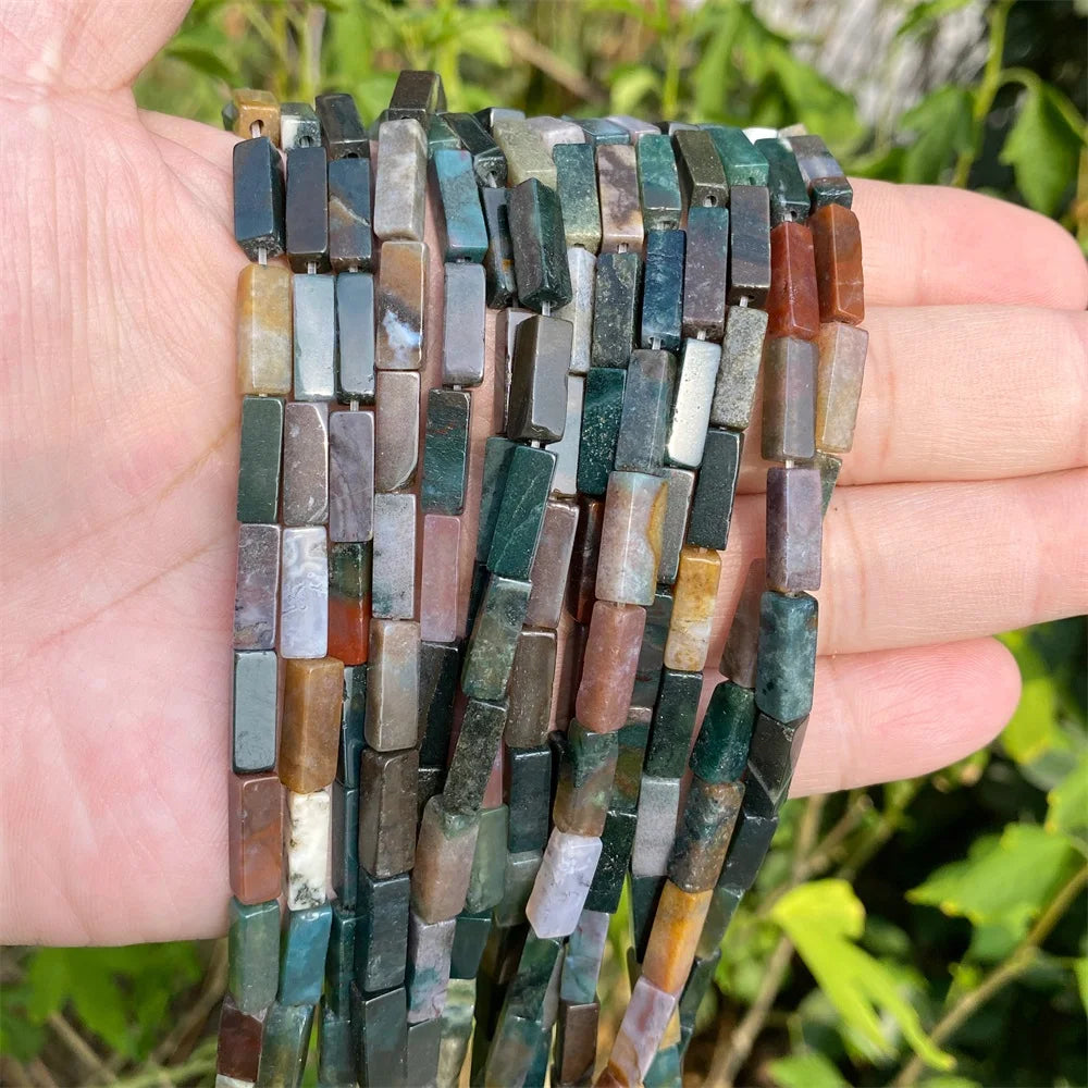 4x13mm Natural Stone Tube Rectangle Sea Sediment Lapis Lazuli Opal Amethysts Quartz Beads for Jewelry Making DIY Bracelet