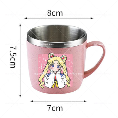Sailor Moons Stainless Steel Water Cup Women Kawaii Anime Printed Thermo Mug Kid Home Anti-drop Camping Glass Kids Birthday Gift