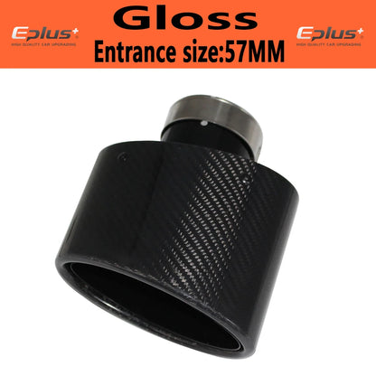 Oval Gloss Carbon Fiber Universal Car Mufflers Tip Exhaust Pipe Nozzle Decoration stainless steel Black silvery Tilting Left Rig