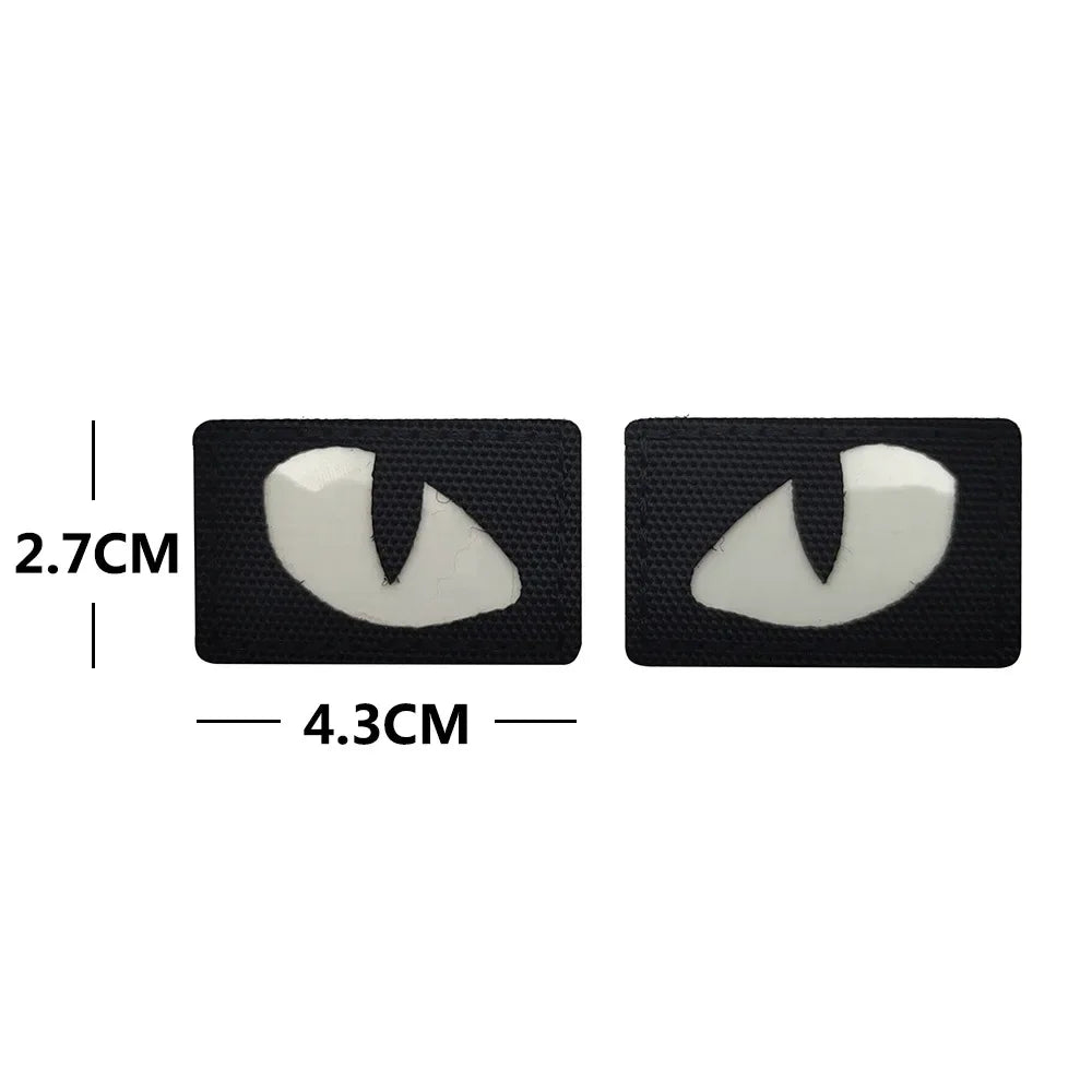 Cat Eyes Glow In Dark Patches Infrared IR Reflective Rubber Appliqued For Hats Helmet Uniform Backpack