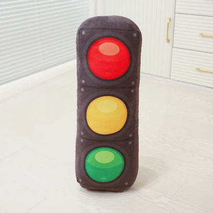 Simulation Vehicle Car Tires Traffic Light Stop Sign Plush Toy Roadblock Road Railing Stuffed Doll Home Decor Sleeping Cushion
