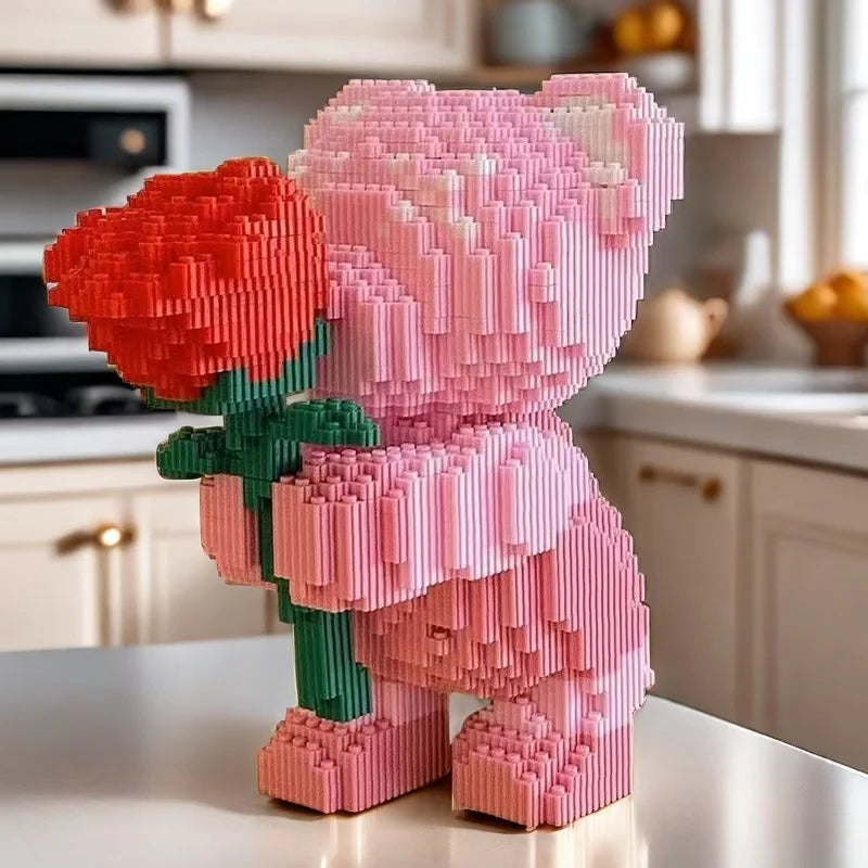 1,236 pieces of Love Bear Building Blocks, handcrafted DIY 3D puzzle assembly kit, perfect for decorating bedrooms/living rooms.