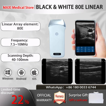 Portable WIFI Ultrasound Scanner Machine Wireless Ultrasound Probe Scanner Machine Support iOS Android Windows Free Suitcase