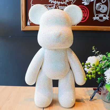 DIY Self-Adhesive Crystal Bear Figure Rhinestone Diamond Glitter Applique Bear Figurine Doll Toy Decoration Desk Accessories