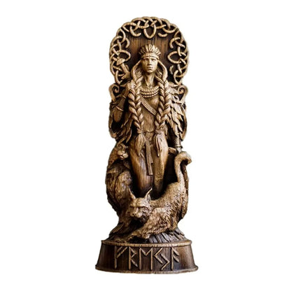 Retro Nordic Gods Sculpture Resin Crafts Mythical Freya Statue Collectible Carving Hero Art Figurine Gift for Mythology Lovers