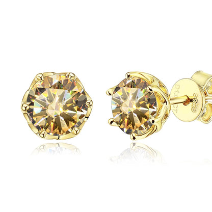 Butterflykiss S925 Sterling Silver Gold Plated D Color Moissanite Stud Earrings For Women Top Quality Sparkling Wedding Jewelry