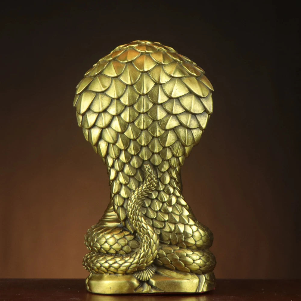 Pure Copper Shakyamuni Statue Ornament, Brass Snake Buddha, Home Decoration Crafts, Snake Protector Buddha Statue, 18cm